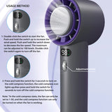 Portable Handheld Turbo Fan Cooling Semiconductor Refrigeration 3000Mah Battery Wind Speeds Adjustable Mini Personal Fan