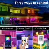 Bluetooth LED Strip Lights 50Ft,Color Changing LED Lights for Bedroom,Built-In-Mic,Music Sync LED Light Strips,Phone Smart Controlled(App+Remote+Mic)