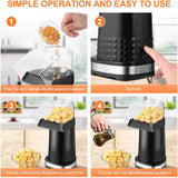 Popcorn Machine 1200W  Hot Air Popcorn Maker Electric Popcorn Maker No Oil Popcorn Popper with Removable Measuring Cup for Home, Bpa-Free, 2022 Upgraded Version(Black)